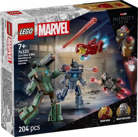 Klocki Super Heroes 76320 Iron Man i War Machine kontra drony Hammera