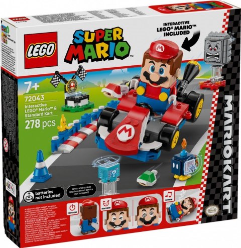 Klocki Super Mario 72043 Mario Kart - Interaktywna figurka LEGO Mario i Standard Kart