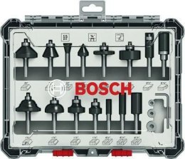 BOSCH ZESTAW FREZÓW 15szt. UCHWYT 1/4