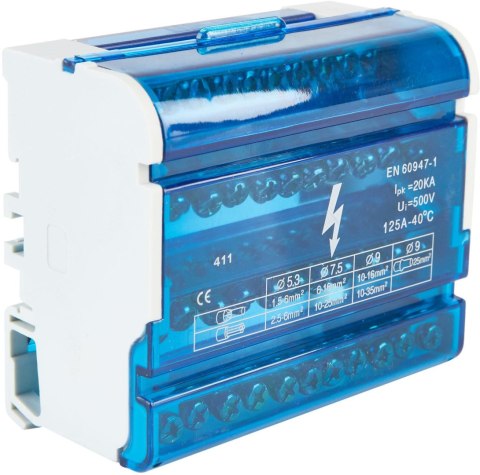 Blok rozdzielczy 4 pola 11 otworów VCX