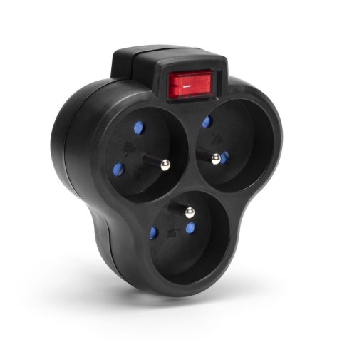 Rozgałęźnik sieciowy MONTIS MT150-BK potrójny z wyłącznikiem czarny