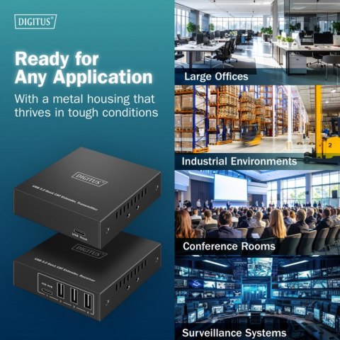 Przedłużacz (extender) po skrętce kat.6A USB 3.1 Gen1 do 100m, 3x USB-A, 1x USB-C do 5 Gbps, 1x RJ45 (Gigabit Ethernet) - zesta