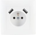 Gniazdo pojedyncze z uziemieniem z USB VCX WESA LC 13A Biały