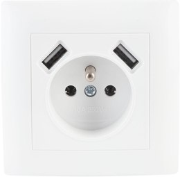 Gniazdo pojedyncze z uziemieniem z USB VCX WESA LC 13A Biały