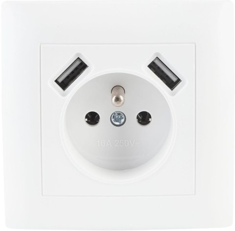 Gniazdo pojedyncze z uziemieniem z USB VCX WESA LC 13A Biały
