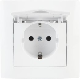 Gniazdo z klapką typ: schuko VCX WESA LC 18 Biały