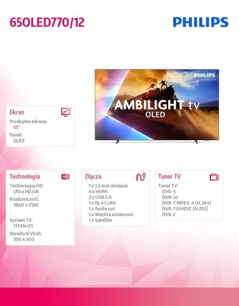 Telewizor OLED 65 cali 65OLED770/12