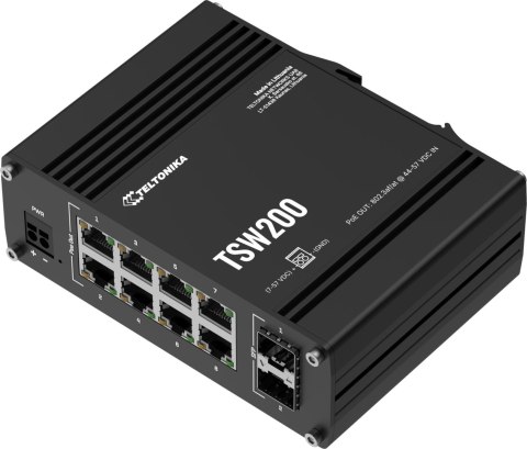Teltonika TSW200 switch przemysłowy 8xGE 2xSFP PoE (TSW2000000B0) DIN
