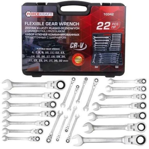 KLUCZ PŁASKO-O.GRZ.PRZEGUB.kpl. 22szt. /FORCEKRAFT