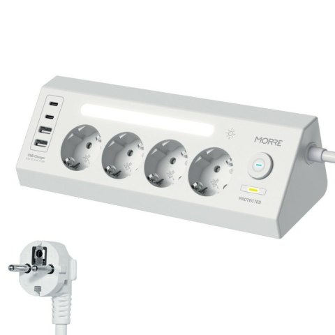 MORRE LISTWA ZASILAJĄCA NAROŻNA 4G 2xUSB 2xUSB-C MIX KOLOR BIAŁY/CZARNY