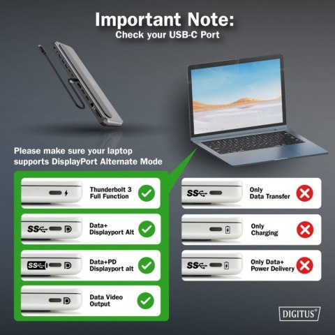 Stacja dokująca USB-C 12 portowa, max. 8K/30Hz z HDR, HDMI, DP, max. 3 monitory (MST), USB-C 3.2 Gen2, Gigabit Ethernet, SD/Micr