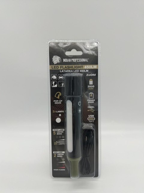 LATARKA LED FLASHLIGHT SZPERACZ 450LM POWER BANK 3500mAh PREMIUM /INDIAN PROFESSIONAL
