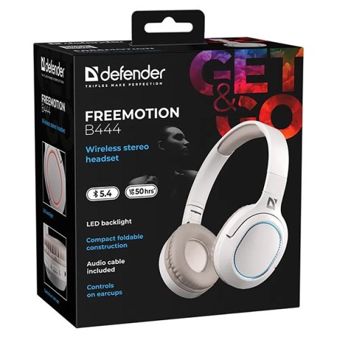 Defender FreeMotion B444 słuchawki z mikrofonem, bezprzewodowa, beżowa, Podświetlenie LED