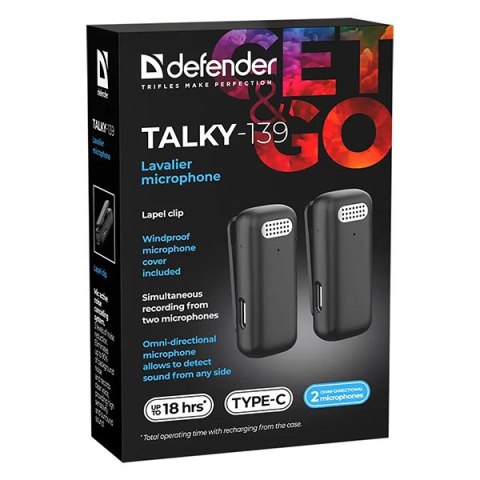 Defender, Lavalier mikrofon, TALKY-139, czarny