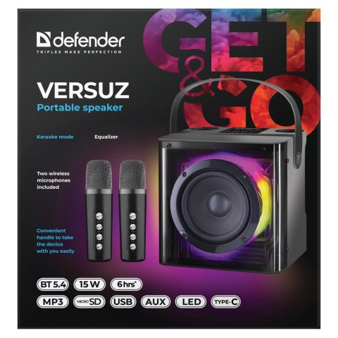 Defender głośnik VERSUZ, 15W, czarny, + 2x mikrofon