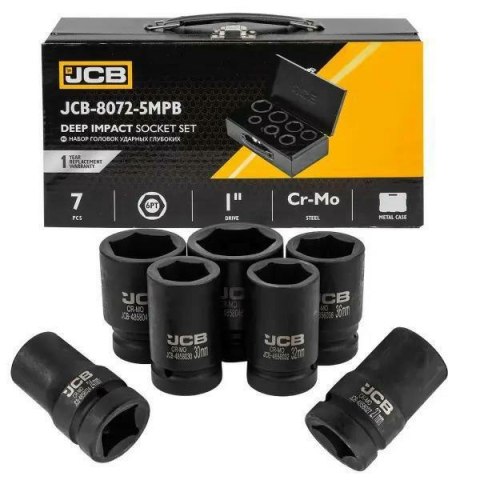 JCB NASADKI UDAROWE DŁ.kpl. 7el. 1" 6-KĄT. (24-46mm)