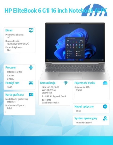 Notebook EliteBook 6 G1i U7-265H 512GB/16GB/W11P/16.0 C51N8ET