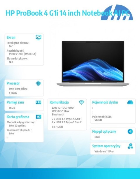 Notebook ProBook 4 G1i U5-225U 512GB/16GB/W11P/14.0 C51LGET