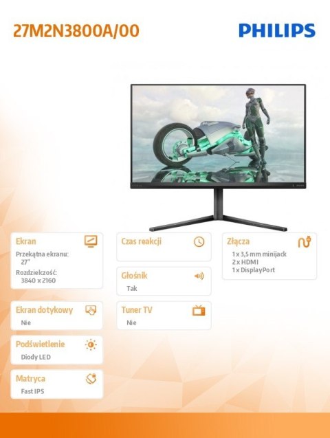 Monitor 27M2N3800A 27 cali Fast IPS 4K 320Hz HDMIx2 Pivot Głośniki
