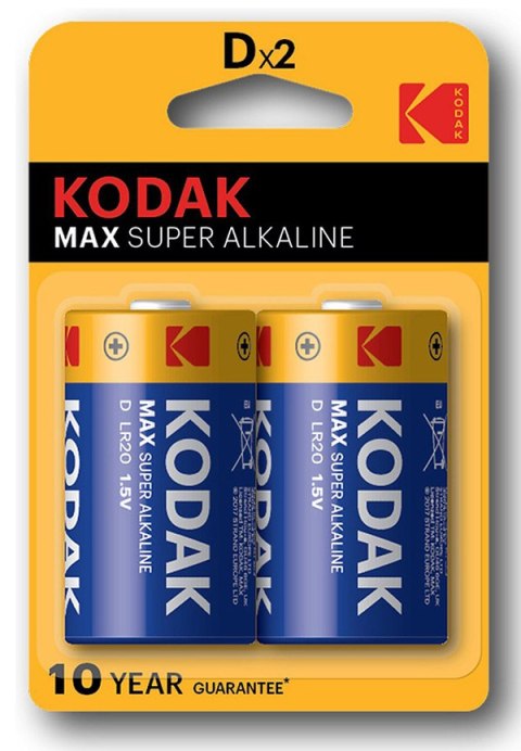 Kodak MAX SUPER Jednorazowa alkaliczna baterie LR20, 2-pack
