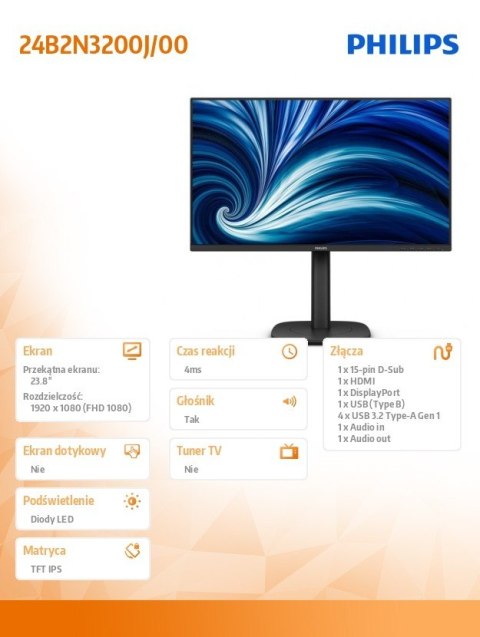 Monitor 24B2N3200J 23.8 cala IPS 120Hz HDMI DP VGA Pivot Glośniki