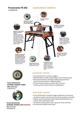 NORTON PRZECINARKA STOŁOWA DO CERAMIKI TR202 DŁUGOŚĆ CIĘCIA 650mm + 2xTARCZA