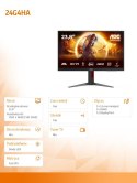 Monitor 24G4HA 23.8 cala Fast IPS 200Hz HDMIx2 DP Pivot Głośniki