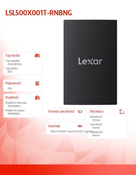 Dysk SSD SL500 1TB USB 3.2 Gen2 2000/1800/MB/s