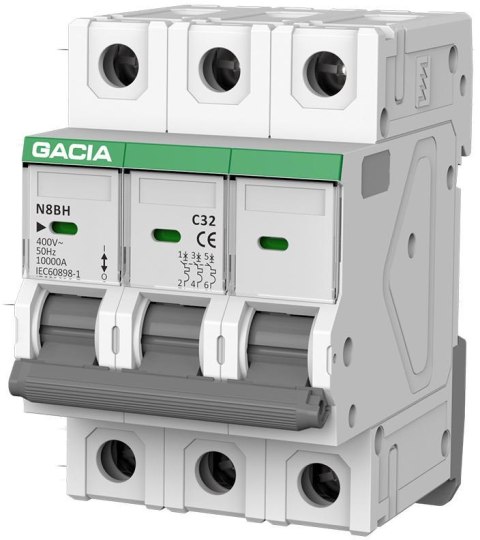 Wyłącznik nadprądowy GACIA N8BH 10KA C 3P 16A