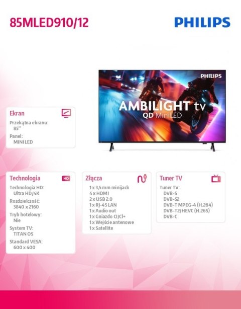 Telewizor 85 cali MiniLED 85MLED910/12