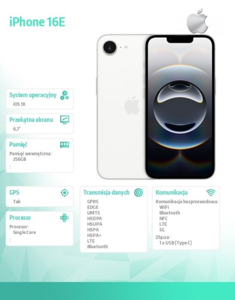 IPhone 16E 256GB biały