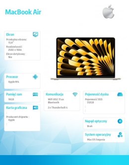 MacBook Air 13 cali /10C GPU/24GB /512GB Złoty
