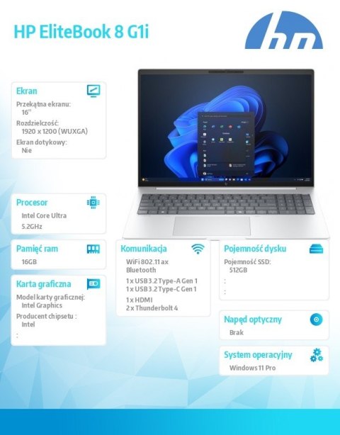 Notebook EliteBook 8 G1i U7-255U 512GB/16GB/W11P/16cali C51LLET