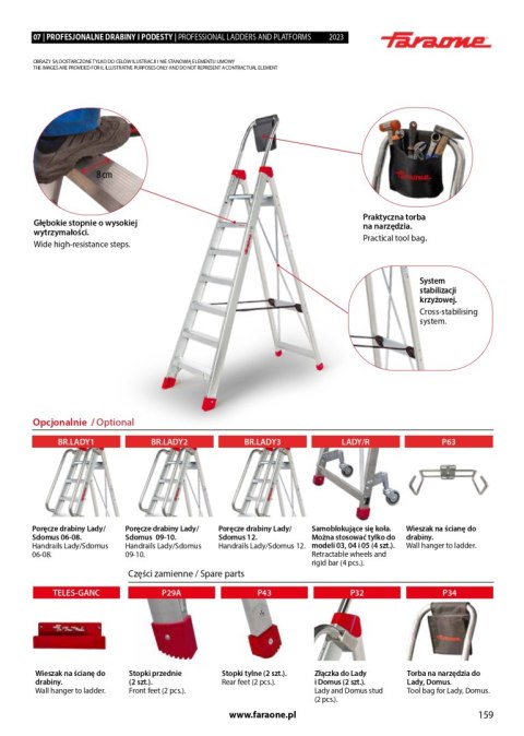 DRABINA LADY9, ALUMINIOWA PROFESJONALNA 9 STOPNI