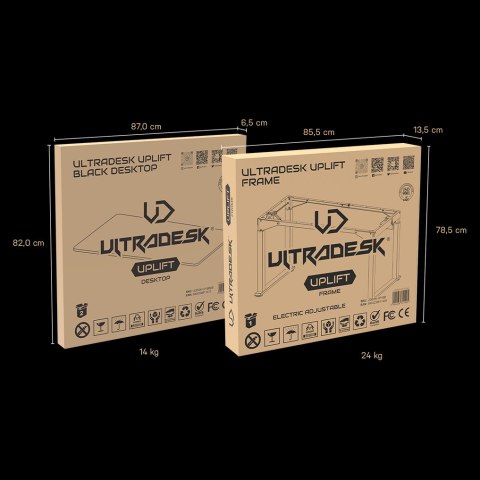 ULTRADESK UPLIFT Biurko z elektryczną regulacją wysokości z podkładką pod mysz XXL 160X75 cm, czarny