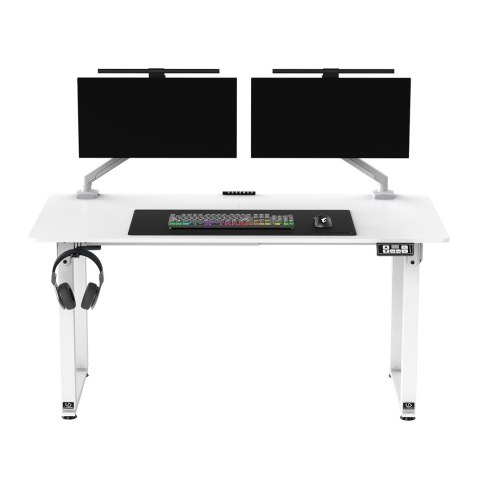 ULTRADESK UPLIFT Biurko z elektryczną regulacją wysokości z podkładką pod mysz XXL 160x75 cm, biały