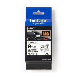 Taśma Brother P-Touch TZe-FX221 9mm x 8m (TZEFX221) - biała, czarny nadruk