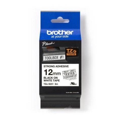 Taśma Brother P-Touch TZe-S231 12mm x 8m (TZES231) - biała, czarny nadruk