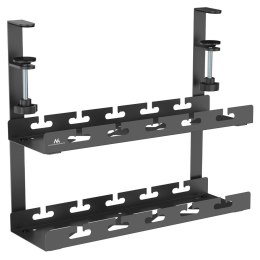 Organizer podbiurkowy na kable Maclean MC-104 B, max. obciążenie 5kg, 2 poziomy, czarny