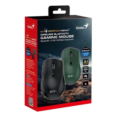 Genius GX Gaming Scorpion M8100 Mysz bezprzewodowa, zielona, 3200DPI