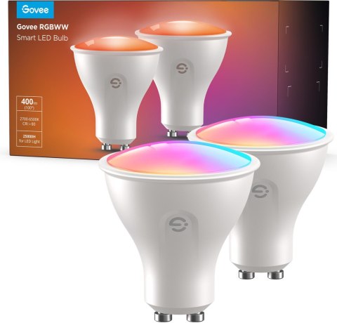 Govee H600D GU10 Light bulb 2-pack Inteligentna żarówka RGBWW 400 lm, Wi-Fi, Bluetooth