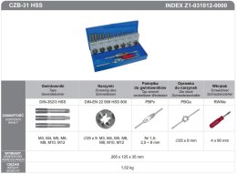 FANAR GWINTOWNIKI + NARZYNKI KOMPLET 31 elem. M3-M12 CZB-31 INOX