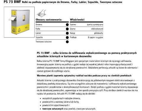 KLINGSPOR ROLKA NA PODŁOŻU PAPIEROWYM PS73BWF 115mm gr.320 (25mb)