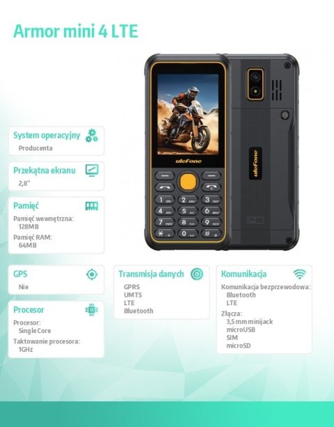 Telefon Armor Mini 4 LTE czarny