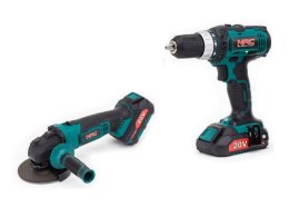 NAC.ZESTAW 20V WKRĘTARKA + SZLIF.KĄT. 125mm 1x2,0Ah + 1x4,0Ah TORBA