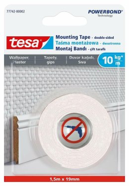 TESA TAŚMA DWUSTRONNA POWERBOND 5m x 19mm NA TAPETY I TYNK