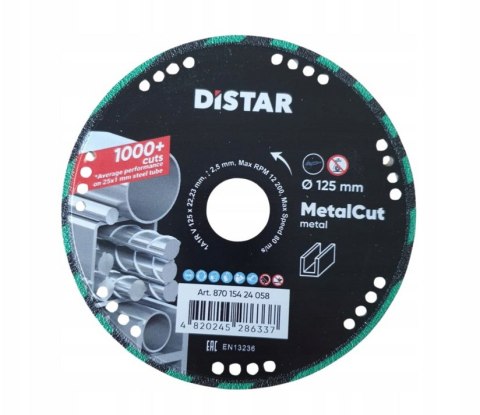 DISTAR TARCZA DIAMENTOWA METAL CUT 125 x 1,5/1,2 x 22,2mm METAL CUT