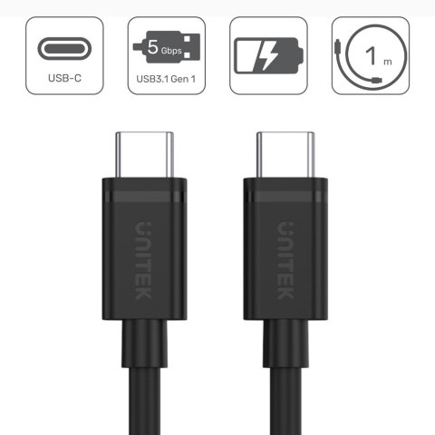 Kabel USB TYP-C do USB TYP-C; 1m; Y-C477BK