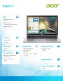 Laptop Aspire 3 i5-1235U 15.6 cala FHD 16GB DDR4 512GB SSD NoOS Srebrny