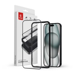 Szkło hartowane Anti-Bacterial 3D Armour Glass 9H na cały ekran iPhone 16 / iPhone 15 z ramką instalacyjną